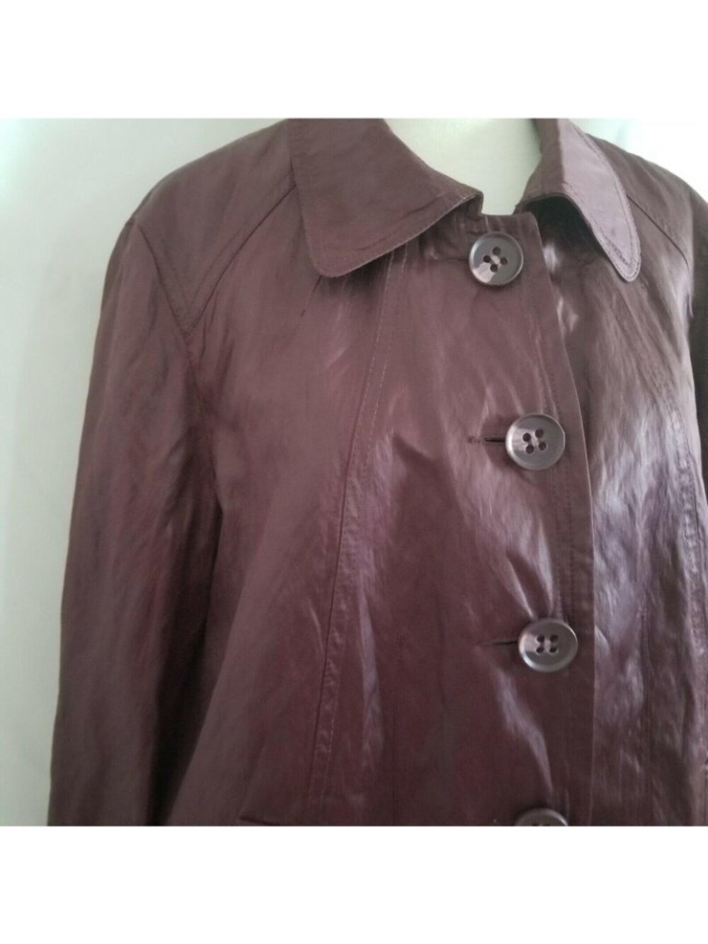 Tribal Women’s Long Sleeve Lined Burgundy Button-Up Coat Jacket Size 12 - Picture 7 of 16